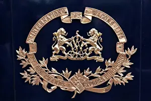 Brass Prints: Brass crest on the side of a Venice Simplon Orient Express train carriage