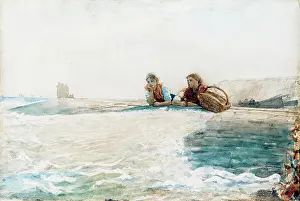 Paint Prints: The Breakwater 1883 Winslow Homer (1836-1910 American) Wat&pencil on paper