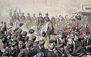 Affair Prints: The Brigade Commander Crown Prince Wilhelm Comes Home from Military Exercises