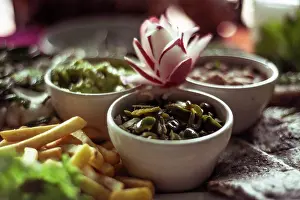 Cdmx Prints: Bright healthy Mexican summer food platter hand cut flower