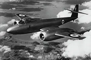Aeronautics Prints: Britain is Flying World's Most Powerful Two of the Sapphire jets installed in a Gloster Meteor 8 fighter