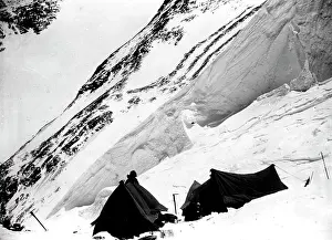 Tent Prints: British Everest 1953 Expedition -- One of the advanced camps when the first assault party consisting of Everest