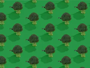 From Above Prints: broccoli on green background patterns