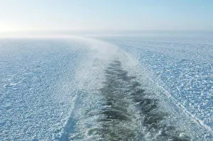 Finland Prints: Broken ice channel from ferry on frozen sea
