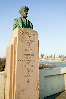 Commemoration Prints: bronze bust / statue of Jacques Cartier to commemorate the 100th year of the birth of Canada
