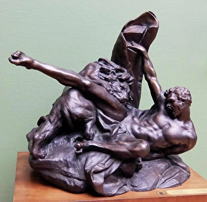 Titled Prints: Bronze sculpture titled Milo of Croton by Etienne Maurice Falconet