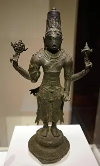 Hindu Prints: Bronze statue of the God Vishnu