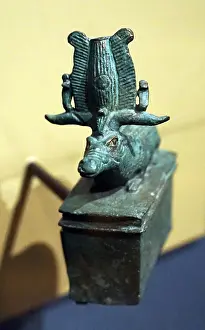 Crocodile Prints: Bronze statuette of Sobek as a Crocodile, from Egypt. Dated 4th Century BC