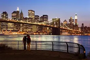 Street Scene Prints: Brooklyn bridge and Downtown.New York City, USA