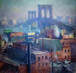 Architec Ture Prints: Brooklyn Bridge and East River by Edmund William Greacen (1877 - 1949); Oil on canvas; 1916