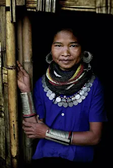 Somebody Prints: Bru Tribe / Tribal Woman Wearing Traditional Beads And Coin Jewelry