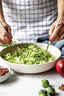 Salad Prints: Brussels Sprout Salad being prepared