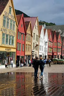 Norway Prints: Bryggen, UNESCO World Heritage Site, Bergen, Hordaland, Norway, Scandinavia, Europe