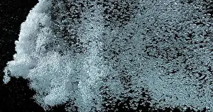 Symbolic Pictures Prints: Bubbles of Air in the Water on Black Background