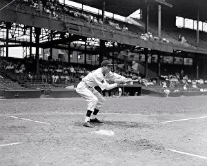 Bunt Prints: Buck Jacobs, Washington baseball player bunting circa 1937