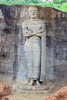 Unesco Prints: Buddha standing on lotus plinth in blessing posture
