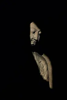 Buddha Prints: Buddha Statue In Shadows, Yungang Caves, Wuzhou Shan Mountains, China