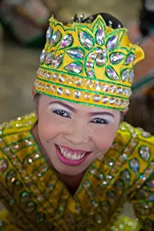 Arts Culture And Entertainment Prints: Buddhist temple dancer, Pattaya, Thailand