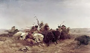 Group Of Animals Prints: The Buffalo Hunt Charles Ferdinand Wimar (1828-1862/American)