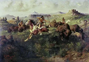 Indians Prints: Buffalo Hunt Edgar Samuel Paxson (1852-1919 American)