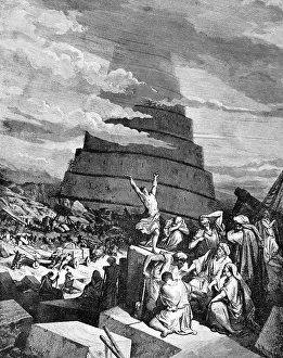 Oldtime Prints: BUILDERS OF THE TOWER OF BABEL THE CONFUSION OF TONGUES BY GUSTAV DORE IN 1865