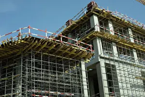 Heavy Prints: Building. Concrete and steel construction. Erection of walls of house