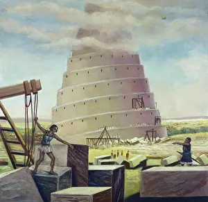 Old Testament Prints: Building the Tower of Babel Vittorio Bianchini (1797-1880 Italian)