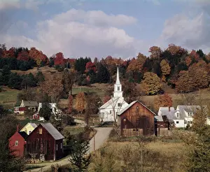 Vermont Prints: Buildings in a town, Waits River Junction, Vermont, USA