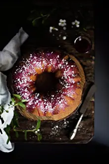 Soft Prints: Bundt cake with blackberry glaze and white chocolate flakes
