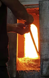 2018 Prints: Burning stove in a Glashütte Brennofen in a Glashütte