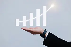 Financial Prints: Business development to success and growing growth concept