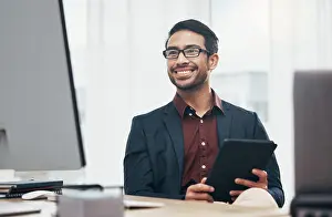 Analytics Prints: Business, man and employee with tablet