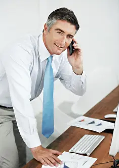 Financial Prints: Business man, portrait and phone call for consulting