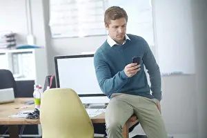Texting Prints: Business, office and man at desk