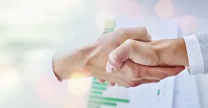 Paperwork Prints: Business people, shaking hands and meeting