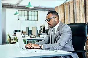 Business, startup and man with a laptop