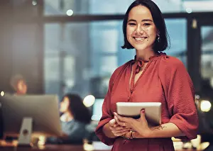 Software Prints: Business, tablet and portrait of woman in office for technology