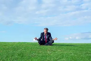 Fourties Prints: Businessman in lotus position