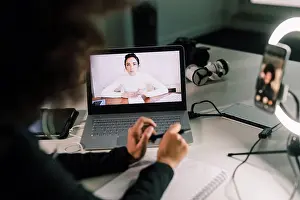 Conversation Prints: Businesswomen on video call
