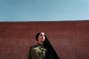 Railroad Prints: Bussiness muslim woman on a train station