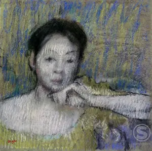 Impressionism Prints: Bust of Woman by Edgar Degas, c. 1895/98, pastel drawing, (1834-1917)
