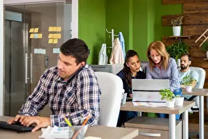 Telephone Prints: Busy creative agency office. Start up company