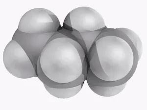 : Butane, molecular model. Highly flammable