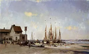 Large Group Of People Prints: The Butt and Oyster. Edward Seago (1910-1974). Oil on board. 21 1/2 x 35 1/2in