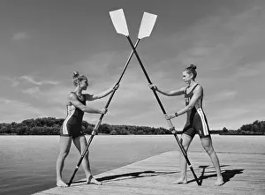 Prepared Prints: B&W Portrait of US Olympic Women's Pair teammates