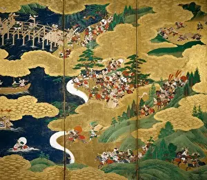 Human Representation Prints: Byobu (screen) scenes from the 12th century Gempei war