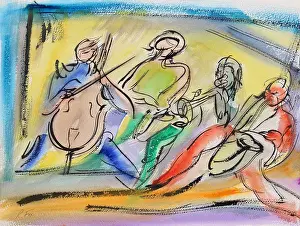 Instrument Prints: Cabaret, 2003, Richard H. Fox (b.1960/American), Watercolor & Ink on Paper