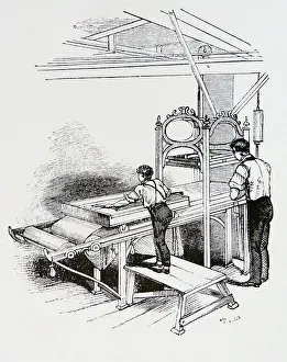 Assistant Prints: Calico printing by blocking press