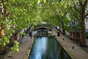 Canal Prints: Calm canal Saint Martin in Paris in Summer, France, Europe