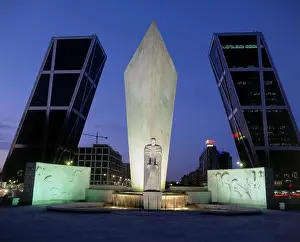 Purestock Prints: Calvo Sotelo Monument Puerta de Europa (Kio Towers) Madrid Spain